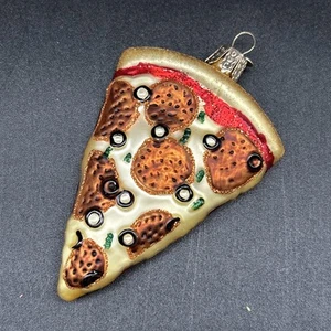 Antiguo Mundo Adorno de Navidad Pizza Comida Árbol de Vidrio Soplado - Imagen 1 de 7