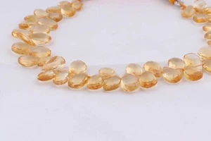 Genuine AAA+ Yellow Citrine Faceted Pear Semi Precious Gemstone Loose 10 Beads - Picture 1 of 6