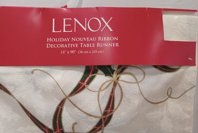NEW Lenox Holiday Nouveau Ribbon Reversible Decorative Table Runner 14"x90" NWT - Image 1 of 4
