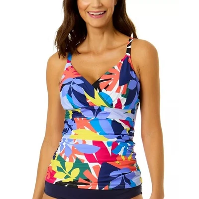 Anne Cole 女式热带印花钢圈游泳三明治上衣 32C/34B 码 — 第 1/4 张图片