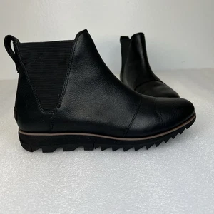 Sorel Harlow Chelsea Ankle Boots Women’s Size 7 NL3334-010 Black Leather - Picture 1 of 14