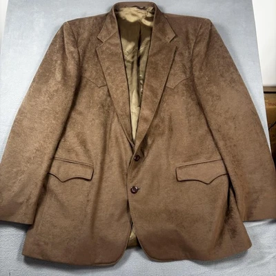 Blazer Circle S Para Hombres 48L Marrón Gamuza Occidental Look Abrigo Deportivo Hecho en EE. UU. Dos Botones Foto 1 de 4