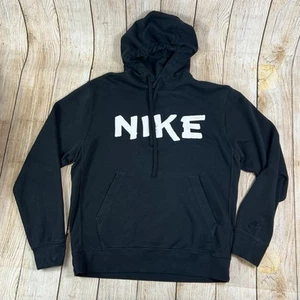 Nike Spellout Club Fleece Black Hoodie Sweatshirt Size Medium - Picture 1 of 8