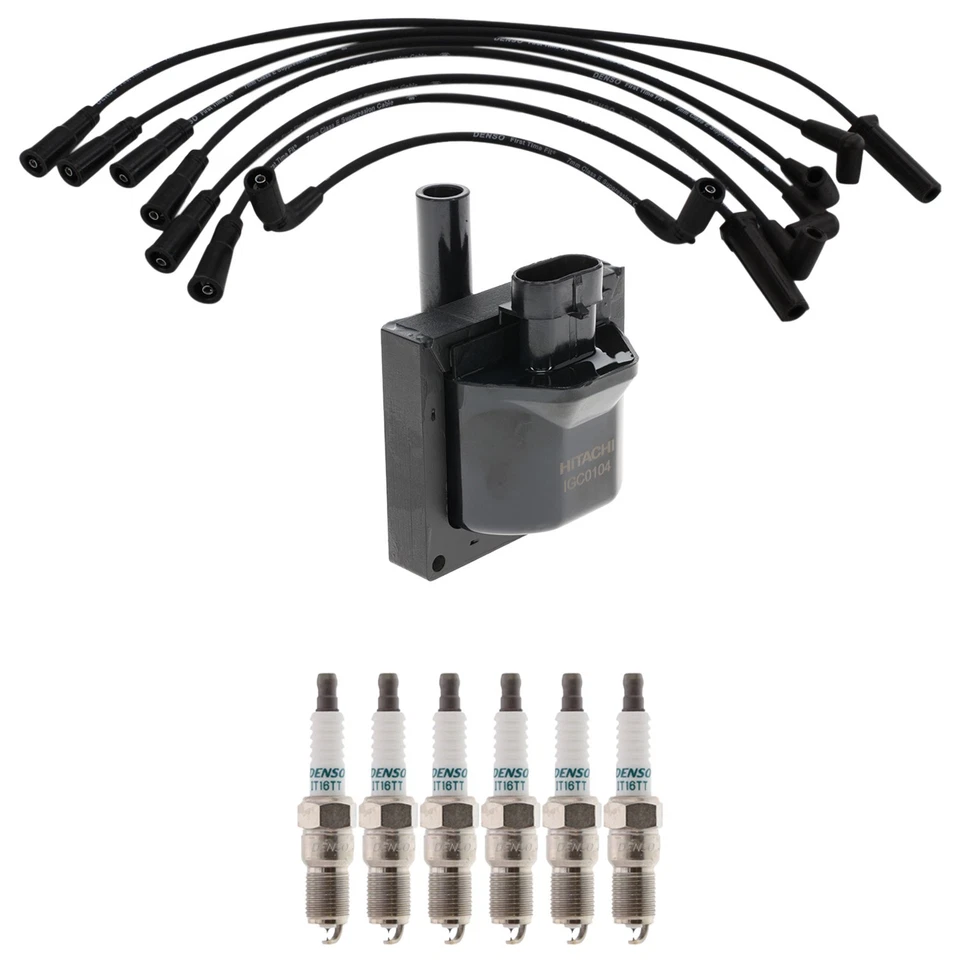Kit de juego de bujías y cables Hitachi Ignition Coil Denso 6 Iridium TT para S10 V6 Foto 1 de 1