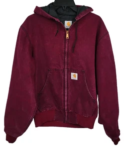 Vintage Carhartt JQ281 Jacket Burgundy Wine Red RARE Made in USA Size M - Picture 1 of 5
