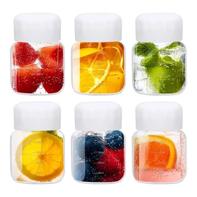 6 Pcs 10 Ounce (300ml) Glass Small Juice Glass Bottles, White - Image 1 of 4