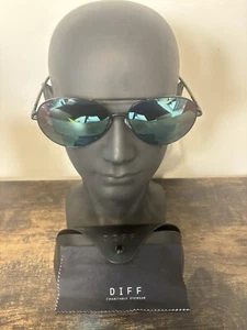 Gafas de sol Diff Karter negras mate aviador lentes plateadas espejo KNOX BK - Imagen 1 de 8