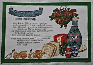 MONTAÑA RUSA VINTAGE AUTÉNTICA COCINA ARTE RECETA VERDE ROJO ALGODÓN DOLLY 11.5" X 17"" - Imagen 1 de 3