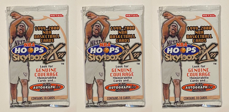 3 Packs 1999-00 Skybox NBA Hoops 89X99 Basketball Factory Sealed Packs - Image 1 of 3