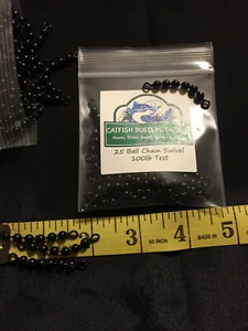 BLACK BALL CHAIN SWIVELS 25pk 100lb TEST! RID YOURSELF OF ANNOYING LINE TWIST  - Picture 1 of 2