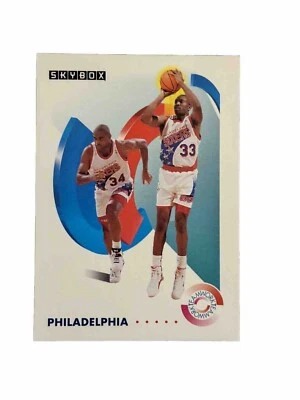 Отличное состояние: винтажная коллекционная карточка 1991-92 SkyBox Philadelphia 76ers командная работа - Изображение 1 из 2