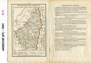 Dépt 07 - XIX ème Siècle Belle Petite Carte avec 1 Page de Renseignements 1823 - Bild 1 von 1