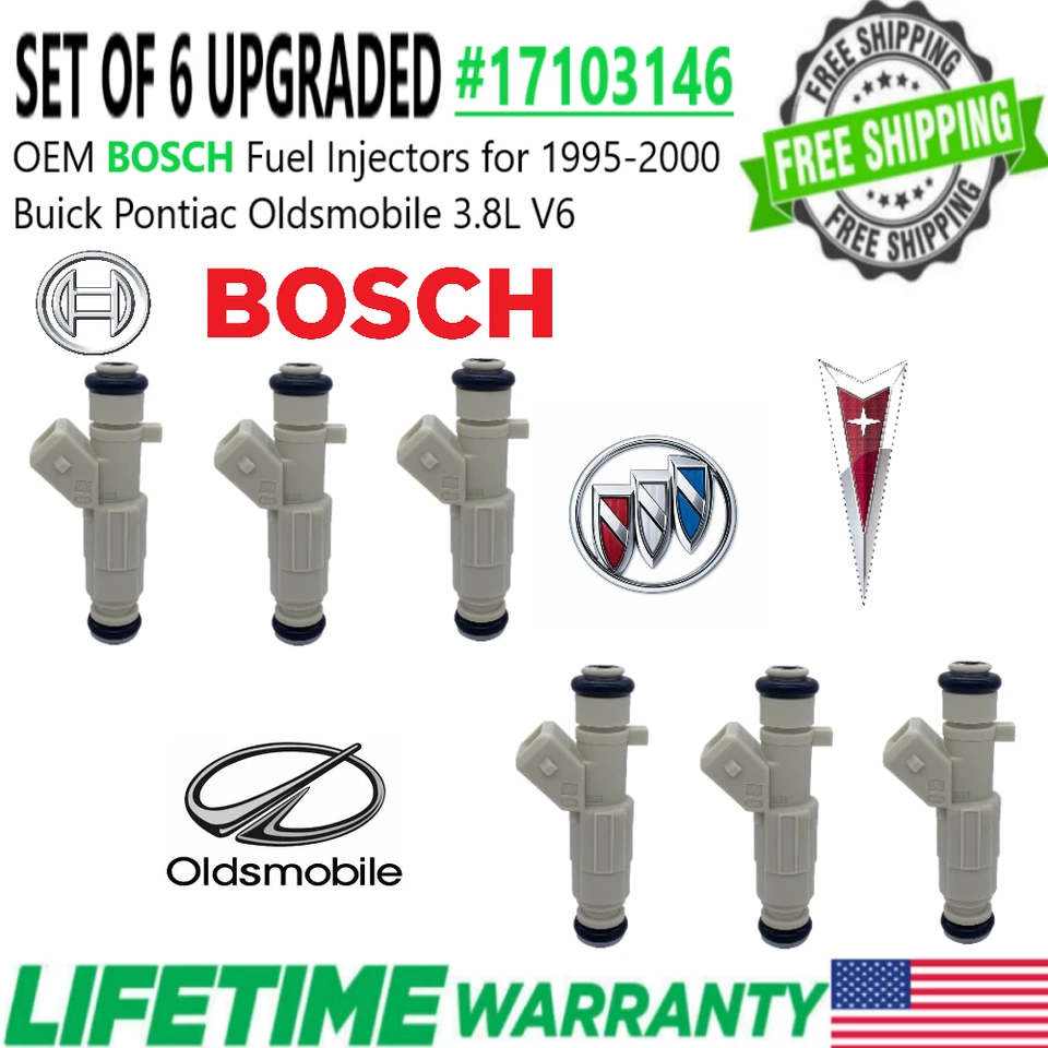 UPGRADED OEM BOSCH x6 4 hole IV gen Fuel Injectors for 95-00 Buick Oldsmobile - Image 1 of 1
