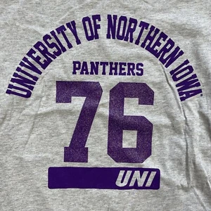 Women's NORTHERN IOWA PANTHERS ~ Medium Gray Short Sleeve Crew Neck T-Shirt ~NWT - Picture 1 of 7