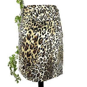 Adrienne Vittadini Rock 4 braun schwarz gold Gepard Tier gerade Bleistiftgürtel - Bild 1 von 10