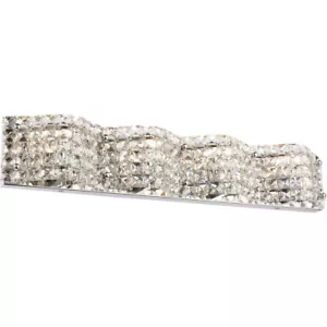 Wall Sconce Crystal and Chrome Bathroom Living Dining Room Vanity Light Fixture - Picture 1 of 12