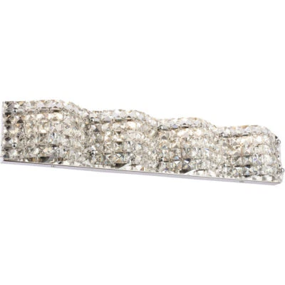 Wall Sconce Crystal and Chrome Bathroom Vanity Light Fixture Living Dining Room - Image 1 of 4