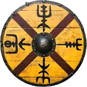🔆Handgefertigtes King Finehair Holz 24 Zoll Wikinger Battleworn Schild, wie auf dem Bild gezeigt - Bild 1 von 11