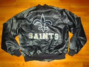 NEW ORLEANS SAINTS Vtg 1992 1990s Locker Line Jacket coat jersey MADE IN USA M/L - Picture 1 of 4