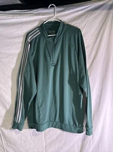 Men’s Adidas Green Sweatshirt 1/4 Zip XL Striped Sleeve - Picture 1 of 8