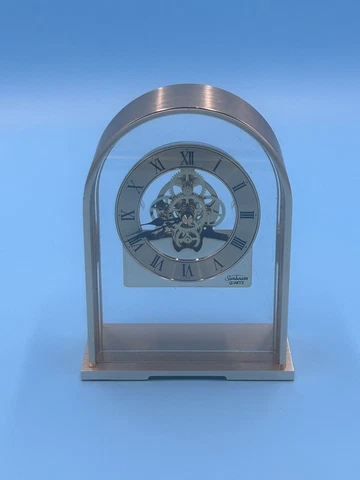 Vintage Sunbeam Quartz Brass Skeleton Clock 882-600 Desk Mantle *Read Cover
