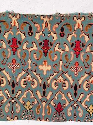 26x21 1880 RARE French antique Velour wool velvet uncut fabric blue country Fre - Image 1 of 4