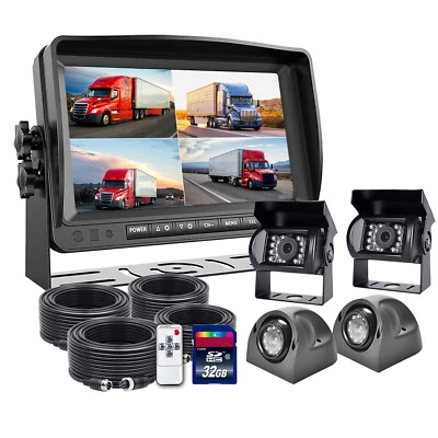 9/7" Quad Split Monitor DVR AHD 1080P Backup Camera DC12-24V For Truck Reversing - Image 1 of 4