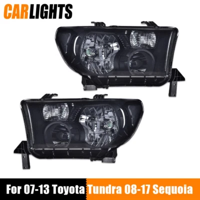 LH+RH Black/Smoke Headlights Fits For 2007-2013 Toyota Tundra 2008-2017 Sequoia  Foto 1 de 4