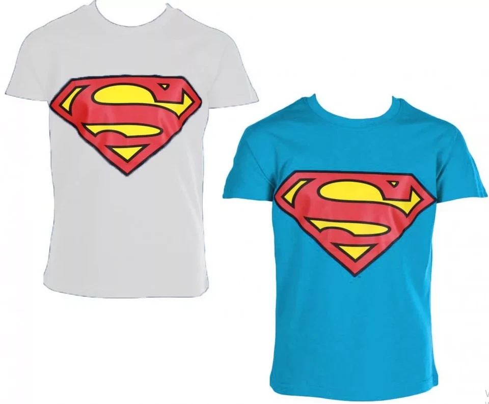 Superman DC Comics Jungen T-Shirt Oberteil 116 - 152cm Blau Weiß 100% Baumwolle