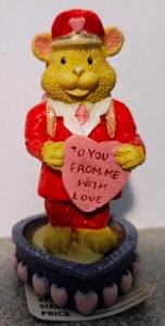 MINI OSO DE PELUCHE MINIATURA DE COLECCIÓN FIGURA DE 3" ESTATUILLA CARTERO DE SAN VALENTÍN - Imagen 1 de 2