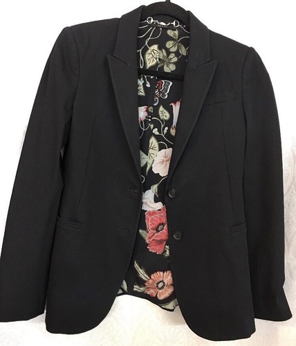 Giacca Gucci nera misto cotone fodera floreale taglia 42