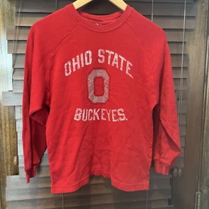 OHIO STATE BUCKEYES Youth SZ L Red Long Sleeve Thermal Shirt - Picture 1 of 3