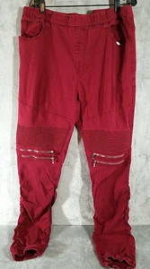 Victorious Moto Style Pants Mens 4XL Maroon Elastic Waist Ankles Joggers - Picture 1 of 10