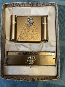Vintage Zell Fifth Avenue Make-up Kompakt Lippenstift Parfüm Fach 1950er Jahre Set - Bild 1 von 9
