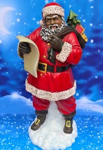 "Figura de Papá Noel de Navidad negra afroamericana con regalos y lista NUEVA 12""" - Imagen 1 de 9