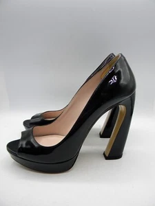 Miu Miu Black Patent Leather High Curve Heels Pumps Size EU 36.5 US 6 - Picture 1 of 12