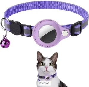 2x Purple Apple AirTag Cat/Dog Reflective Collars.  Air Tag. UK seller Fast post - Picture 1 of 7