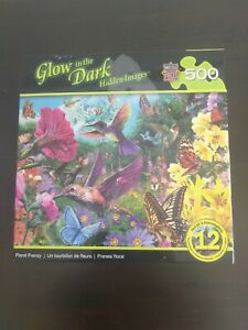 Glow in the Dark floral frenzy Puzzle 500 Pc 21”x15” Hidden Images 