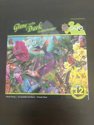 Glow in the Dark floral frenzy Puzzle 500 Pc 21”x15” Hidden Images  - Image 1 of 4