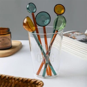 Home Kitchen Tableware Glass Spoon Coffee Scoops Long Handle Stirring Spoons - Picture 1 of 12