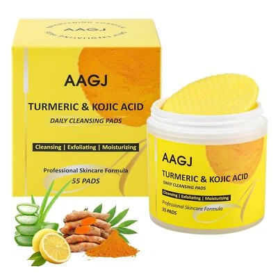 Turmeric Facial Exfoliating Peel Cleansing 55 Pads Top Seller USA - Image 1 of 4