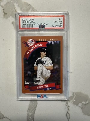 2023 Topps Gerrit Cole Throwback Thursday PSA 10 - Image 1 of 2