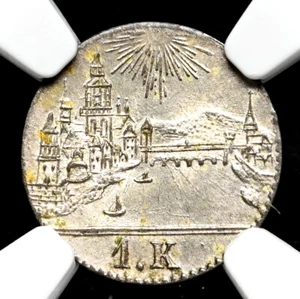 GERMAN STATES, Frankfurt. Silver Kreuzer, 1839, Cityscape, NGC MS64 - Picture 1 of 4