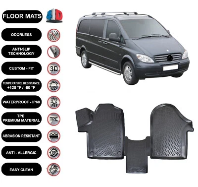 Alfombrillas forro para Mercedes-Benz Vito (2003-2013) impermeables moldeadas en 3D 2 un. Foto 1 de 4