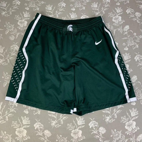 Michigan State University Nike Shorts Mens Large Team Issued Basketball Green Cover