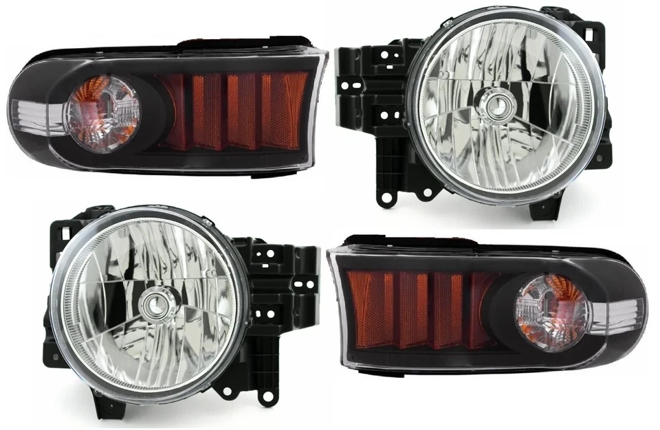 TOYOTA FJ CRUISER 2007-2014 HEADLIGHTS BLACK SIGNAL LIGHTS HEAD LAMPS 4PC DEPO - Image 1 of 1