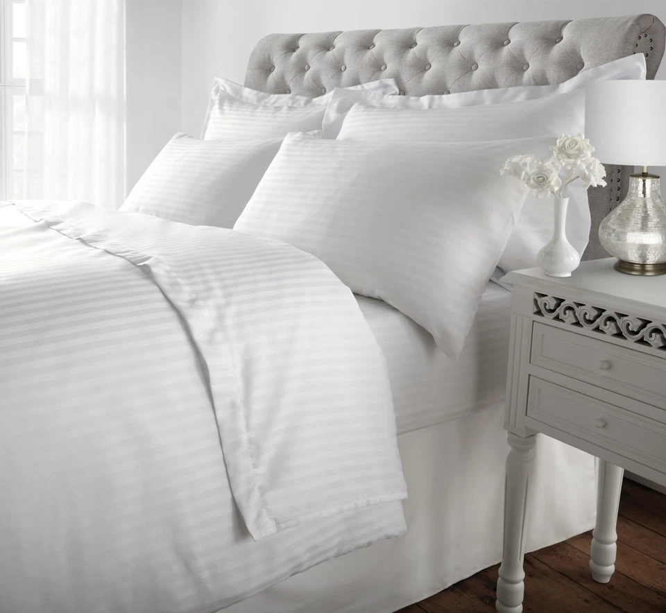 300 Count Luxury Stripe Sateen Bedding Duvet Cover Egyptian Cotton Bed Linen - Image 1 of 1