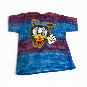 Vintage Mickey Unlimited Y2K Donald Duck lila Batik T-Shirt Gr. XL Disney - Bild 1 von 8