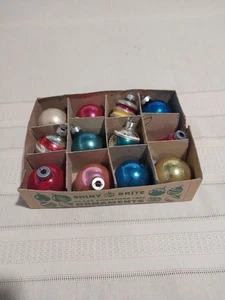 Vintage Shiny Brite Christmas Ornaments 12 Glass USA Small 2" - Picture 1 of 17