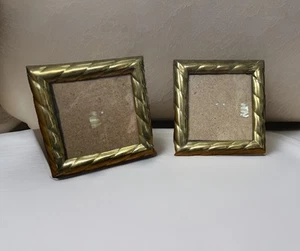 Vintage Messing Bilderrahmen Set 8” Quadratisch Foto Standband 70er Jahre Set 2 - Bild 1 von 13